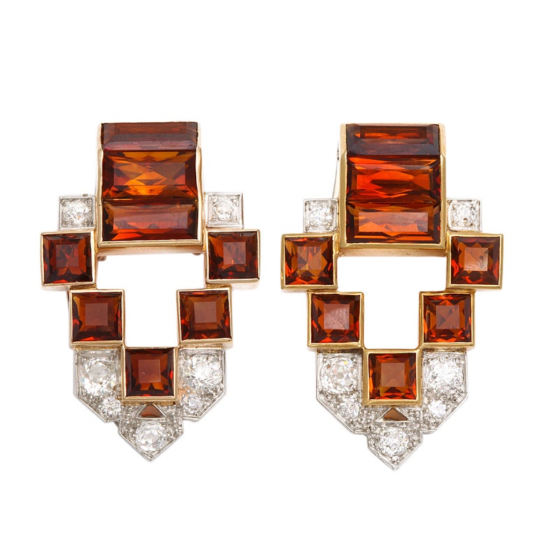 Pair of Cartier Citrine Dress Clips For Sale