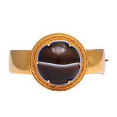 Victorian Agate and Gold Bangle