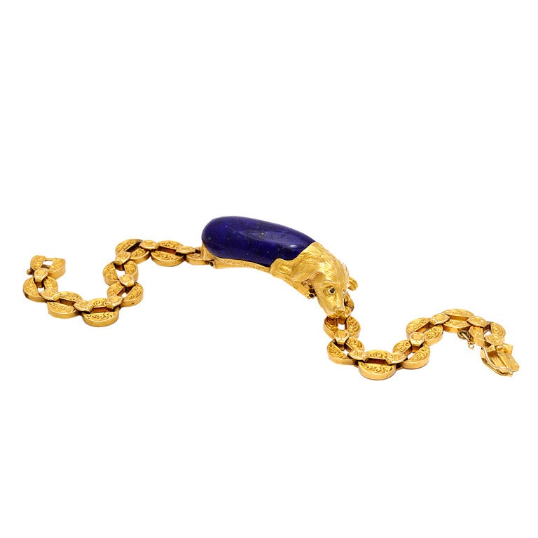Victorian Gold and Lapis Lazuli Bracelet For Sale