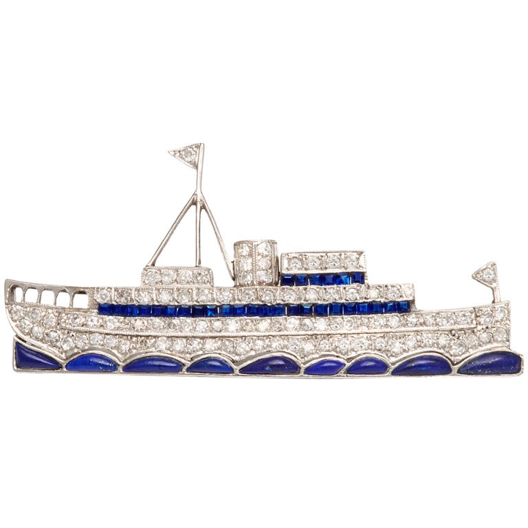 1930s Ship Brooch For Sale