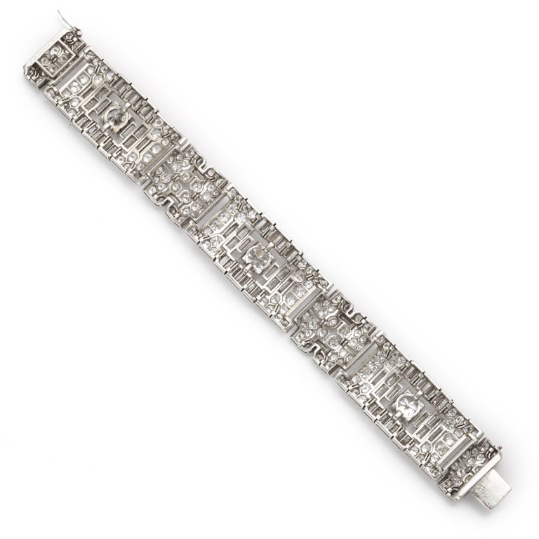 Art Deco 1920s Boucheron Diamond and Platinum Bracelet For Sale