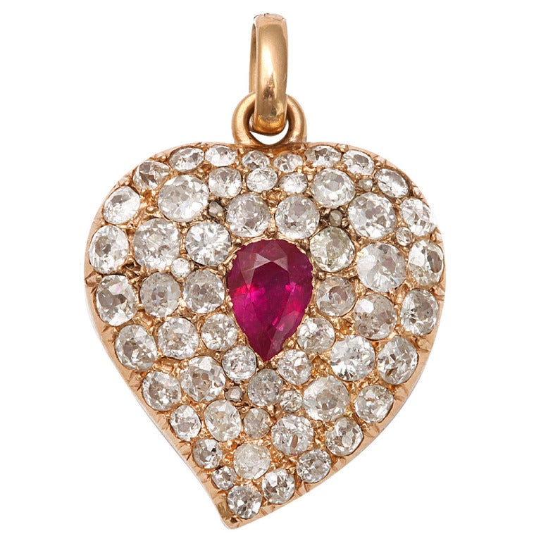 Victorian Diamond Heart Pendant at 1stDibs