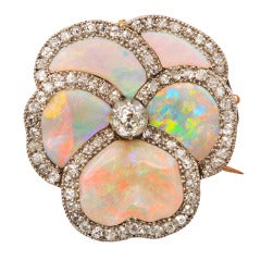 1920s Opal and Diamond Pansy Brooch 1920s Opal and Diamond Pansy Brooch