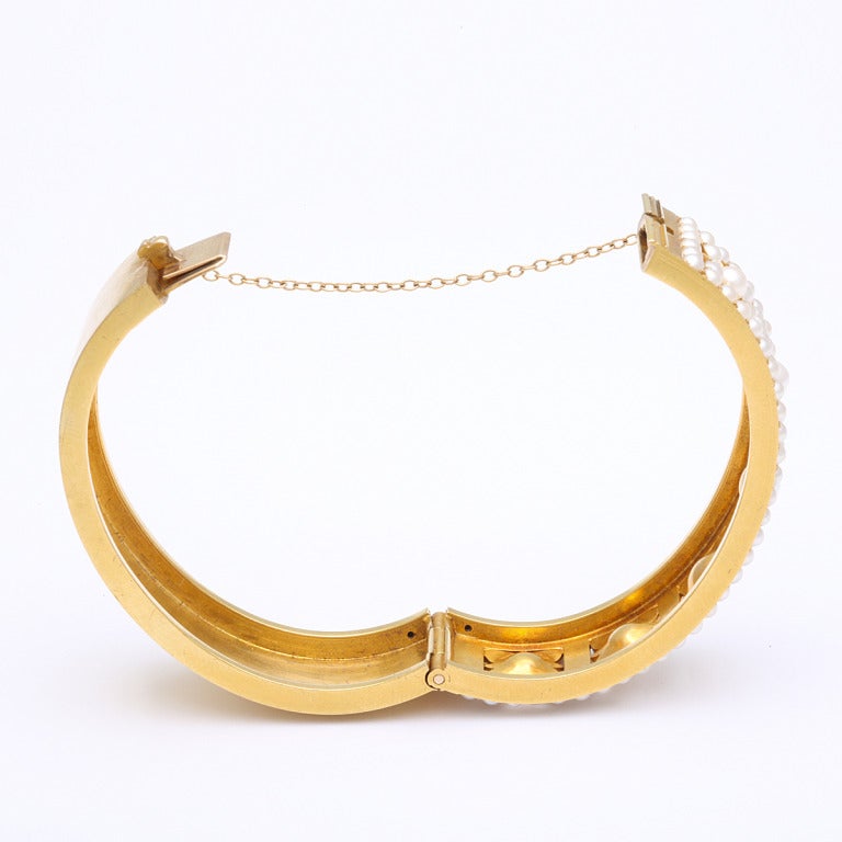 Women's Victorian Natural Pearl and Gold Bangle