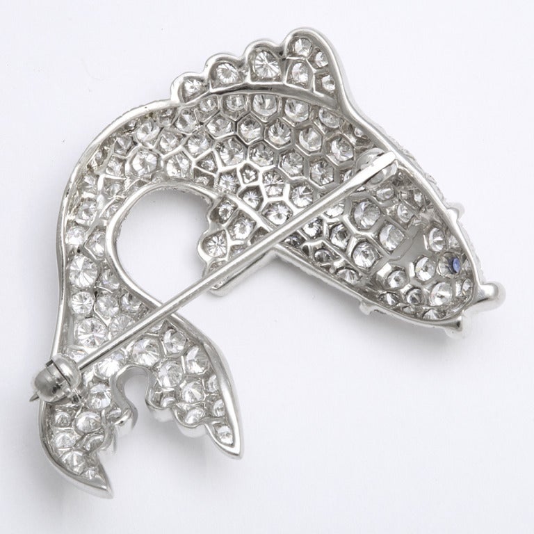 Pave diamond Angel fish brooch, mounted in platinum. 
(approximately 3 carats)