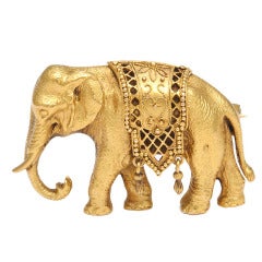 Antique Gold Tiffany Elephant Brooch