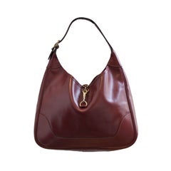 HERMES burgundy box leather 'trim bag - 32 cm