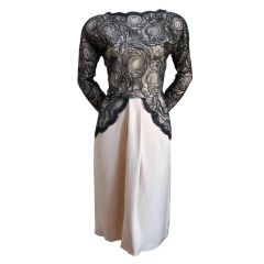 **SALE** GEOFFREY BEENE silk dress with black lace WAS $575 NOW $225