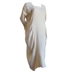 ISSEY MIYAKE/PLANTATION cream textured summer dress