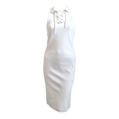 THIERRY MUGLER white piqué cotton summer dress with lacing