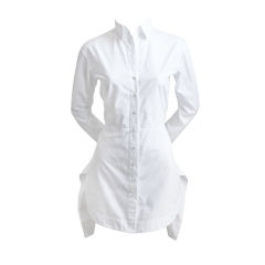 AZZEDINE ALAIA white cotton poplin mini dress