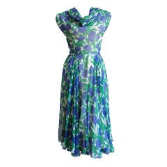 1950's BONWIT TELLER vibrant floral silk dress
