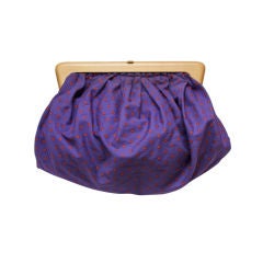 1980's BOTTEGA VENETA purple cotton cluth with wood frame 6