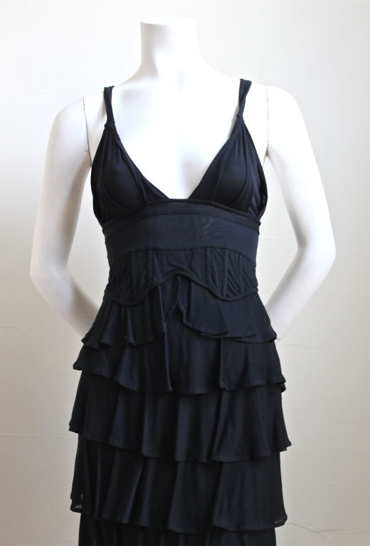 TOM FORD for YVES SAINT LAURENT 2003 black tiered dress