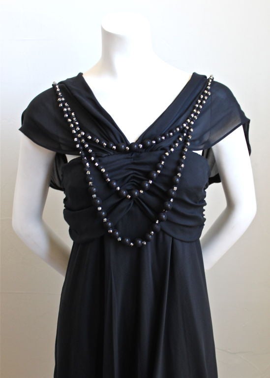 Black unworn LA PERLA black silk dress with beaded neckline
