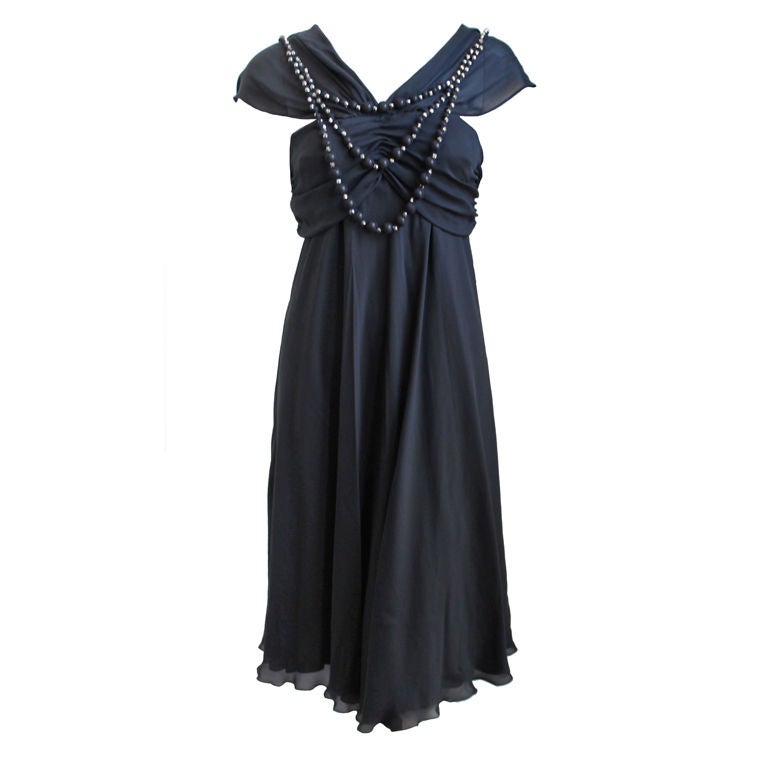 unworn LA PERLA black silk dress with beaded neckline