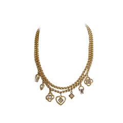 GIVENCHY gilt double layer necklace with charms