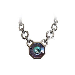 YVES SAINT LAURENT numbered silver necklace with glass 
prism
