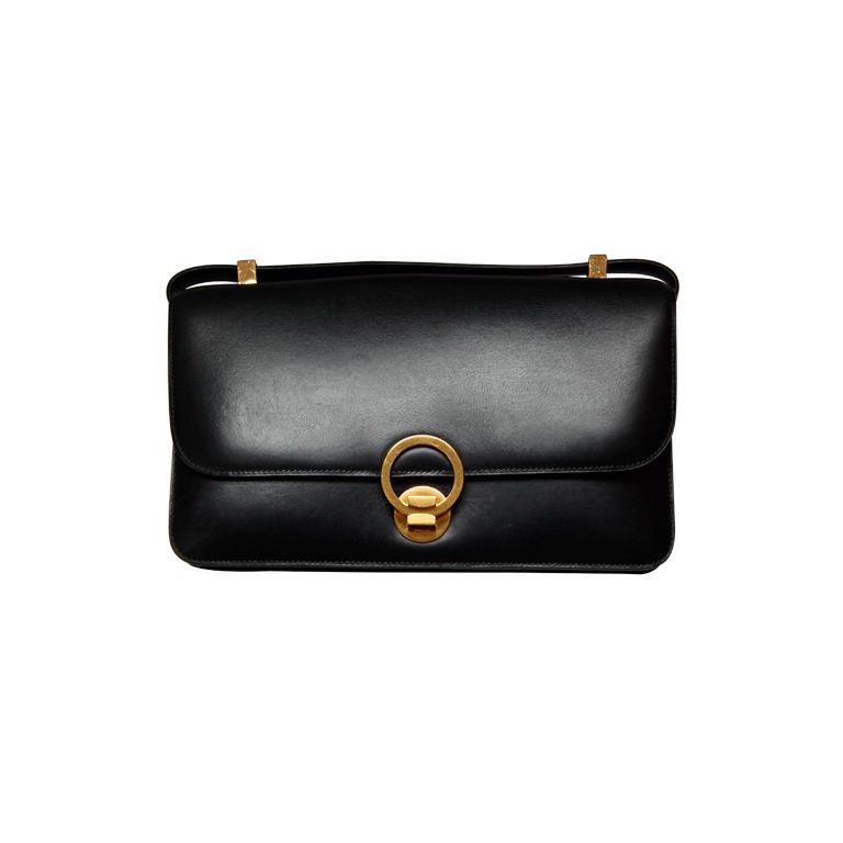 1970
s HERMES navy blue box leather convertible bag