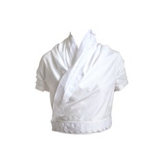 COMME DES GARCONS white wrap jacket with lace border
