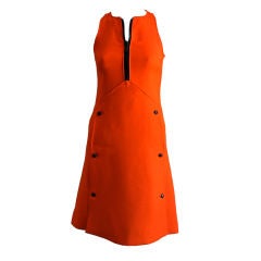 1960's ANDRES COURREGES tangerine a-line dress with black zipper