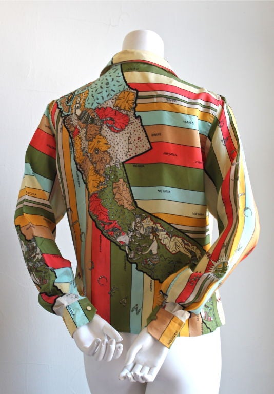 very rare 1950's EMILIO PUCCI silk shirt with CA motif