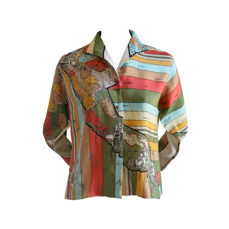 very rare 1950's EMILIO PUCCI silk shirt with CA motif at 1stdibs