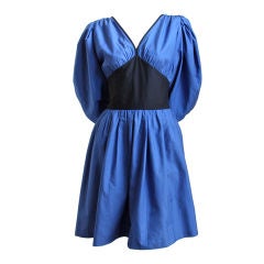 YVES SAINT LAURENT blue and black dress