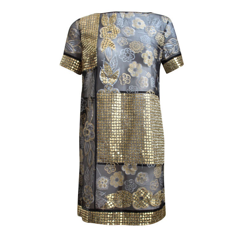 ZANDRA RHODES silk metallic mini dress