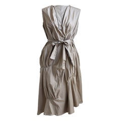 *SALE* YVES SAINT LAURENT tan cotton dress with blue piping WAS $475 NOW $225