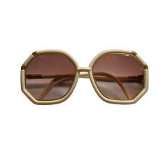 Vintage 1970's TED LAPIDUS cream and gold oversized sunglasses