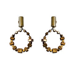 PIERRE CARDIN gilt earrings with square copper beads