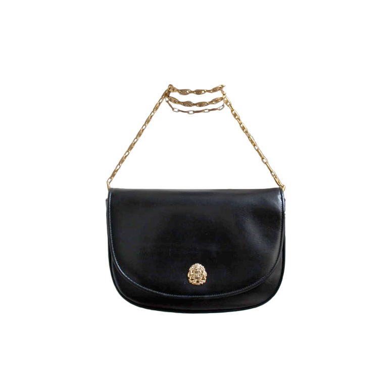 70\u0026#39;s CELINE black box leather clutch with removable chain strap at ...  