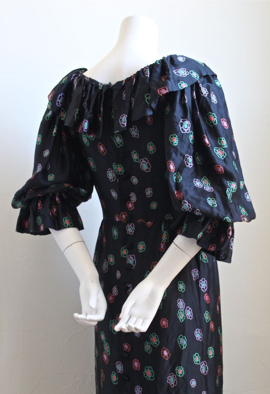 LANVIN HAUTE COUTURE silk floral peasant dress