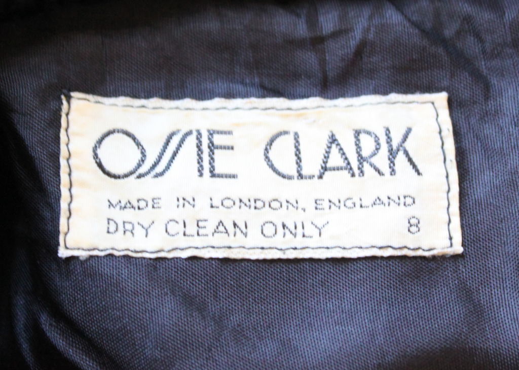 rare OSSIE CLARK / QUORUM black 1940's style boucle belted jacket In Good Condition In San Fransisco, CA
