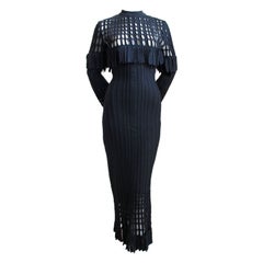 unworn AZZEDINE ALAIA black long fringed dress - 1991