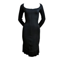 Vintage AZZEDINE ALAIA black dress with open neckline and fishtail hem