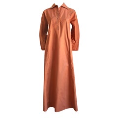 YVES SAINT LAURENT cotton pumpkin toned maxi caftan