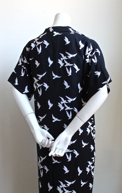YVES SAINT LAURENT black dress with birds