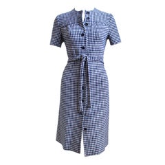 MARCHESA DI GRESY navy and white houndstooth knit dress