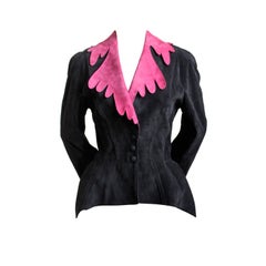 Vintage very rare THIERRY MUGLER black sculptured suede jacket
