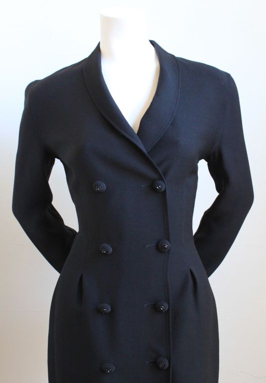 GENNY black coat dress with ornate buttons