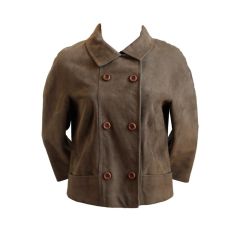 **SALE** 1960's LOEWE brown suede cropped jacket -was $225- now $100 3