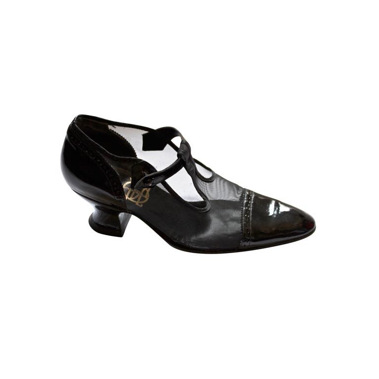 very rare JEAN PAUL GAULTIER black patent leather & mesh heels