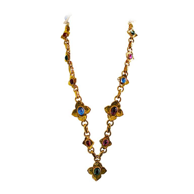 rare YVES SAINT LAURENT GRIPOIX long poured glass necklace