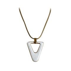 1970's LANVIN oversized white enameled gilt necklace 2