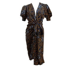 YVES SAINT LAURENT abstract print silk wrap dress