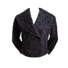 AZZEDINE ALAIA dark brown 'Astrakhan' fur jacket 1