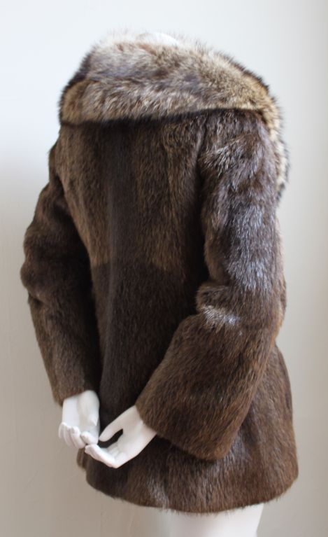 Women's 1960's PIERRE CARDIN beaver fur with fox fur collar