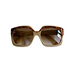 Vintage unworn 1970''s CELINE tortosie & cream handmade sunglasses